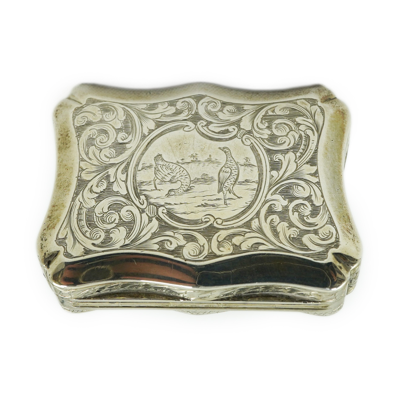 An early Victorian engraved silver vinaigrette, by William Simpson